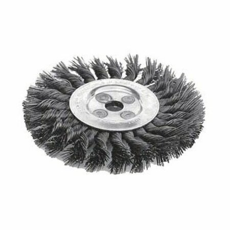 K-T INDUSTRIES Wire Wheel Brush, 6 in Dia, 5/8-11 Arbor/Shank, Knot Bristle 5-3320